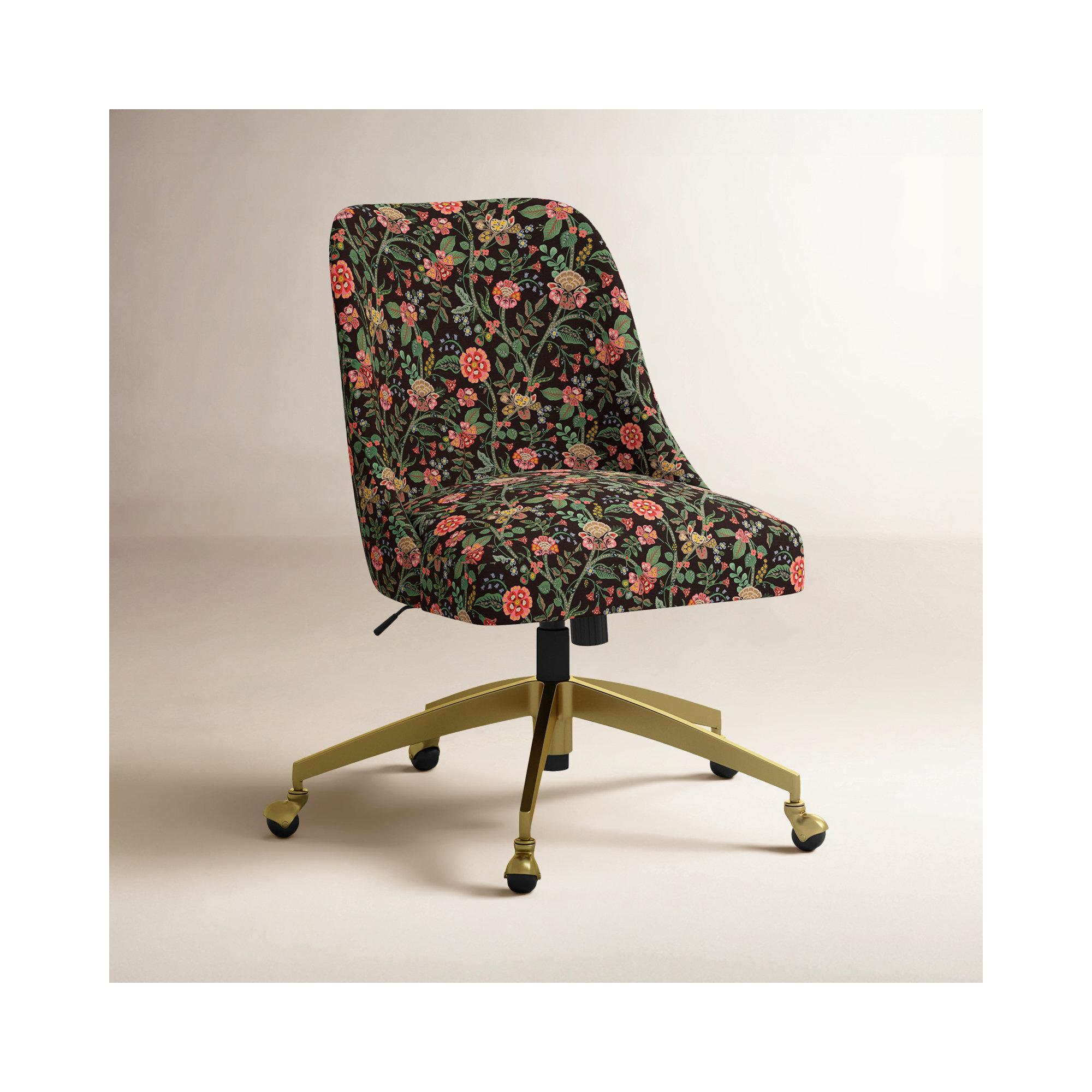 Oxford Desk Chair, Dahlia Multi, Brushed Gold