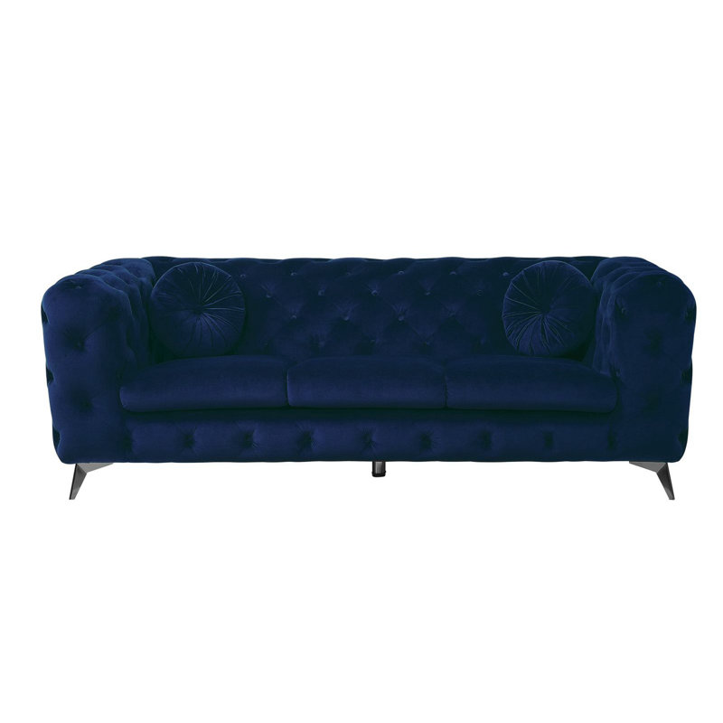 Canapé Godsey, Polyester bleu, H 27 po x l 76 po x P 30 po