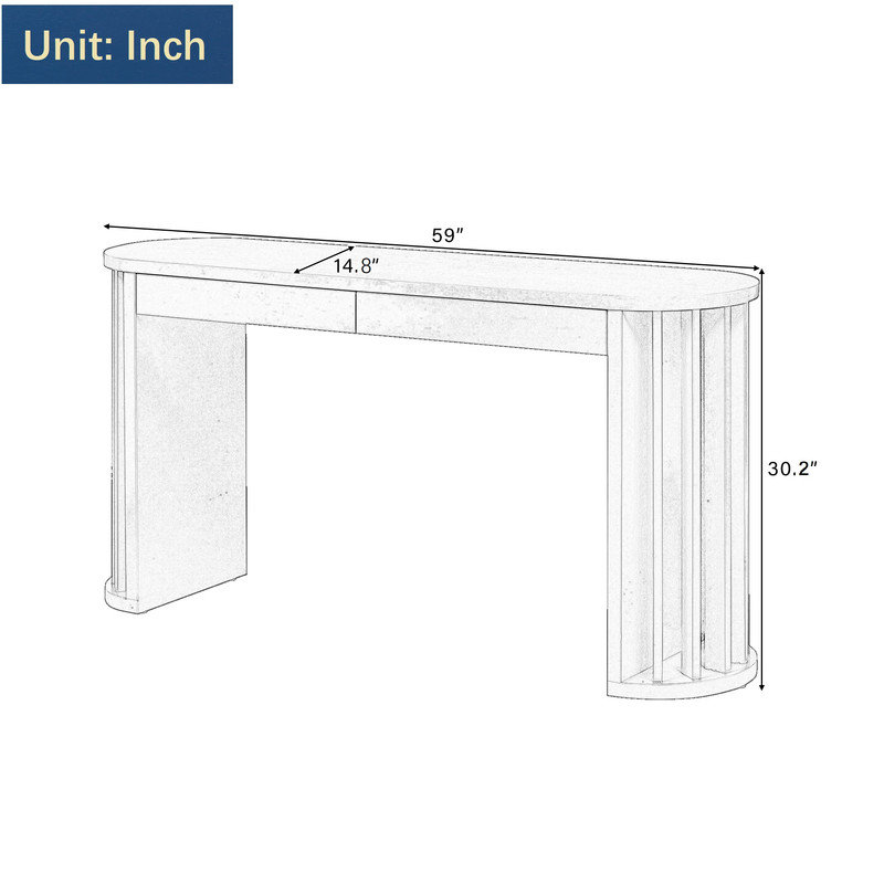 59" Storage Console Table, Entryway Table with 2 Drawers, Navy Blue