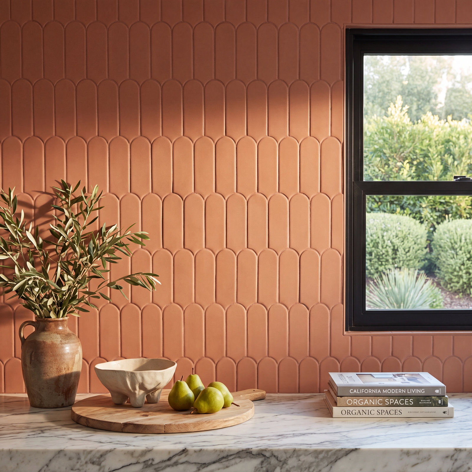 Airy 2.83 in. x 7.67 in. Fishscale Matte Ceramic Wall Tile (5.15 Sq. Ft. / Case), Terracotta