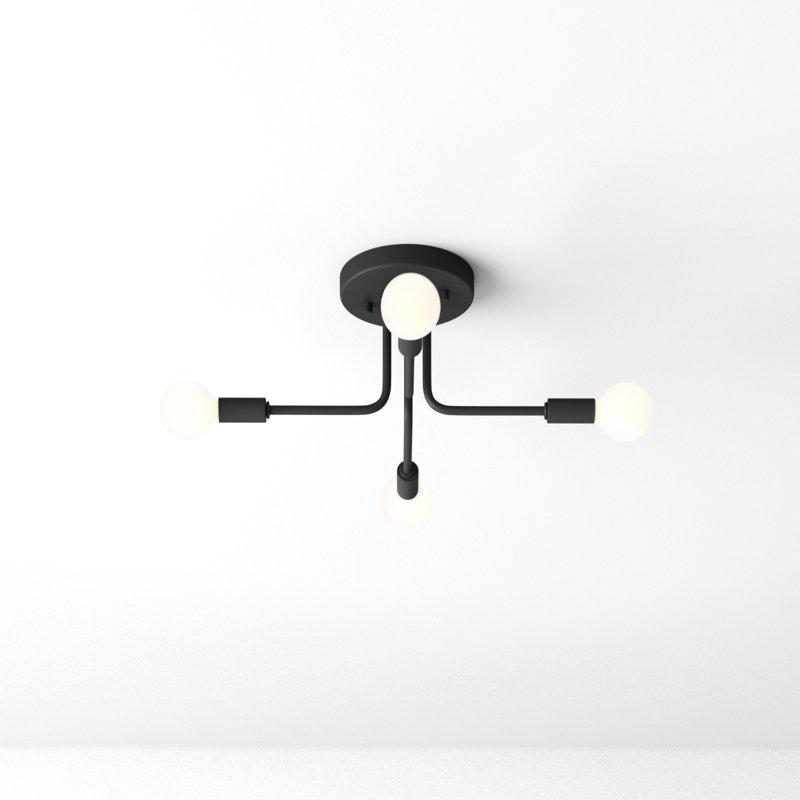 Nealey Glass Semi Flush Mount, Midnight Black