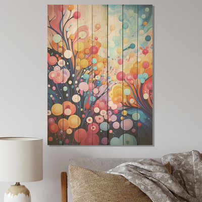 «Rose and Blue Botanical Abstracts Wonderland III» - Botaniques sur bois