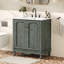 Meuble-lavabo de salle de bain rétro 30 po avec lavabo rectangulaire en céramique, meuble-lavabo avec poignées antiques, meuble de rangement pour la salle de bain avec pieds en bois d'hévéa et tablettes réglables, bleu sarcelle antique