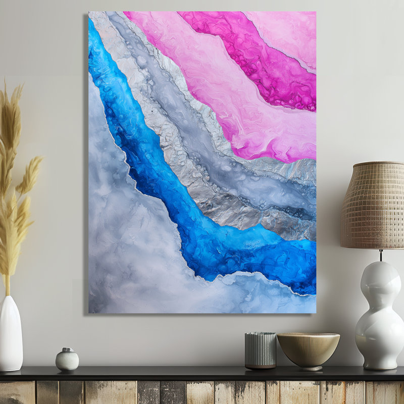 «Pink Gem Crystal Whispers Of The Current», impression sur métal Geode, H 32 po x l 16 po x P 0,84 po