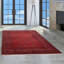 Tapis rouge en laine noué à la main de conception unique 4 pi 9 po x 6 pi 6 po Monfort