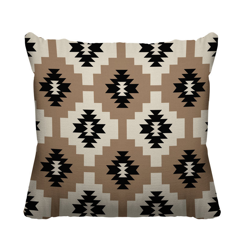 Hinto Outdoor Reversible Throw Pillow, 15H" x 15W", Beige, Square