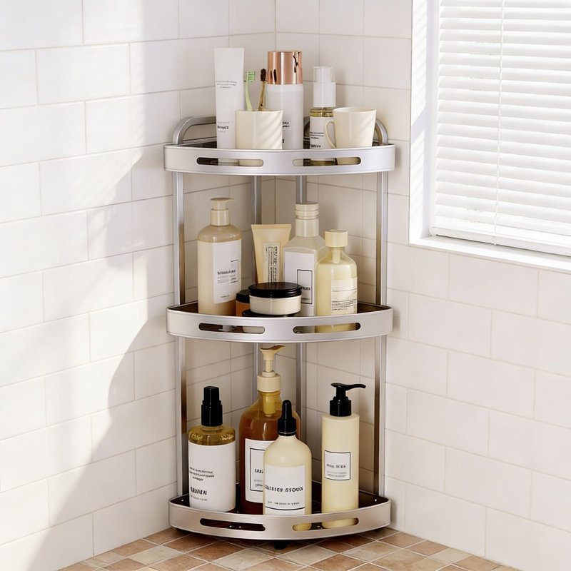 Organisateur de douche à 3 niveaux avec porte-savon, support de rangement en aluminium antirouille pour shampooing et articles de bain essentiels