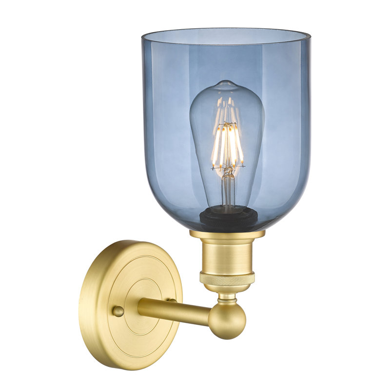 Applique murale 1 lumière 6 "Edison Allysson, Bleu princesse, Or satiné