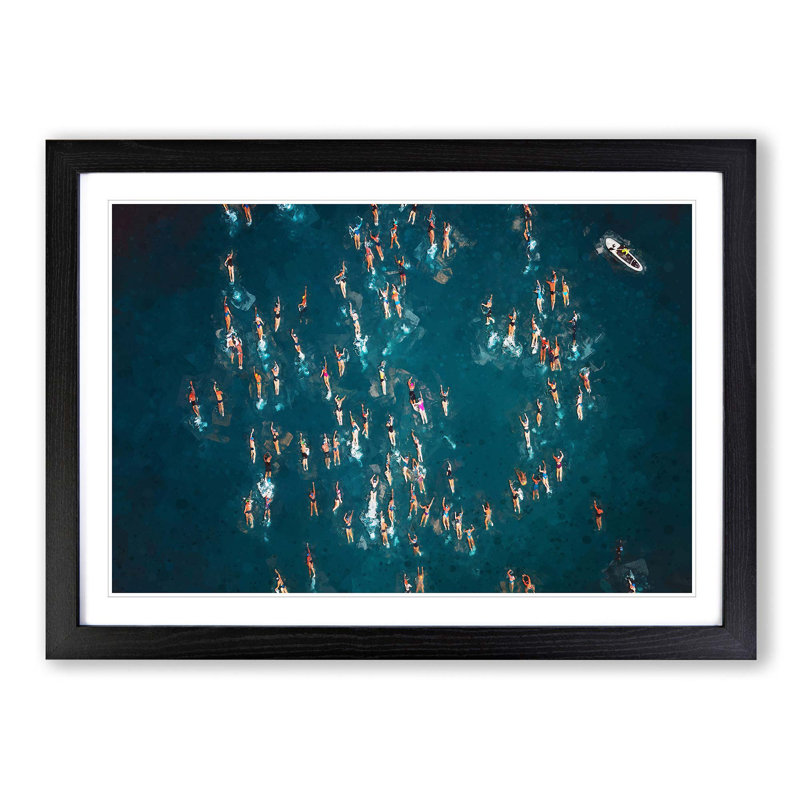Swimmers in Brazil - Picture Frame Graphic Art Print, 48cm H x 65cm W x 2cm D, Black Framed