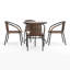 Table ronde en verre de 28 po avec bordure en rotin et quatre chaises empilables en rotin-1638490626