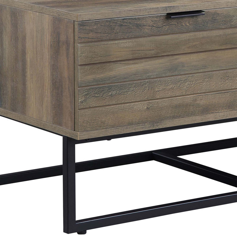 Table basse Homare en chêne rustique et finition noire