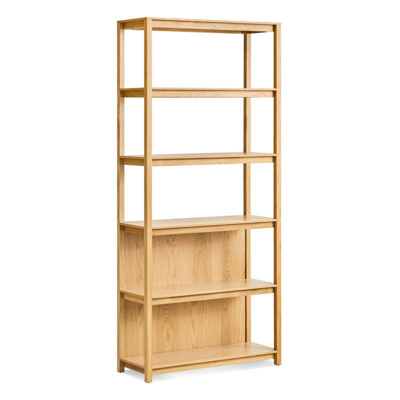 Open Plan Solid Wood Etagere Bookcase, White Oak