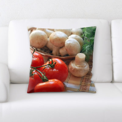 Amya Tomatoes and Mushrooms Throw Pillow