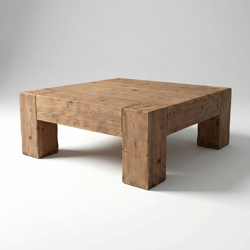 Solid Wood Coffee Table with Wabi-Sabi and Modern Minimalist Design