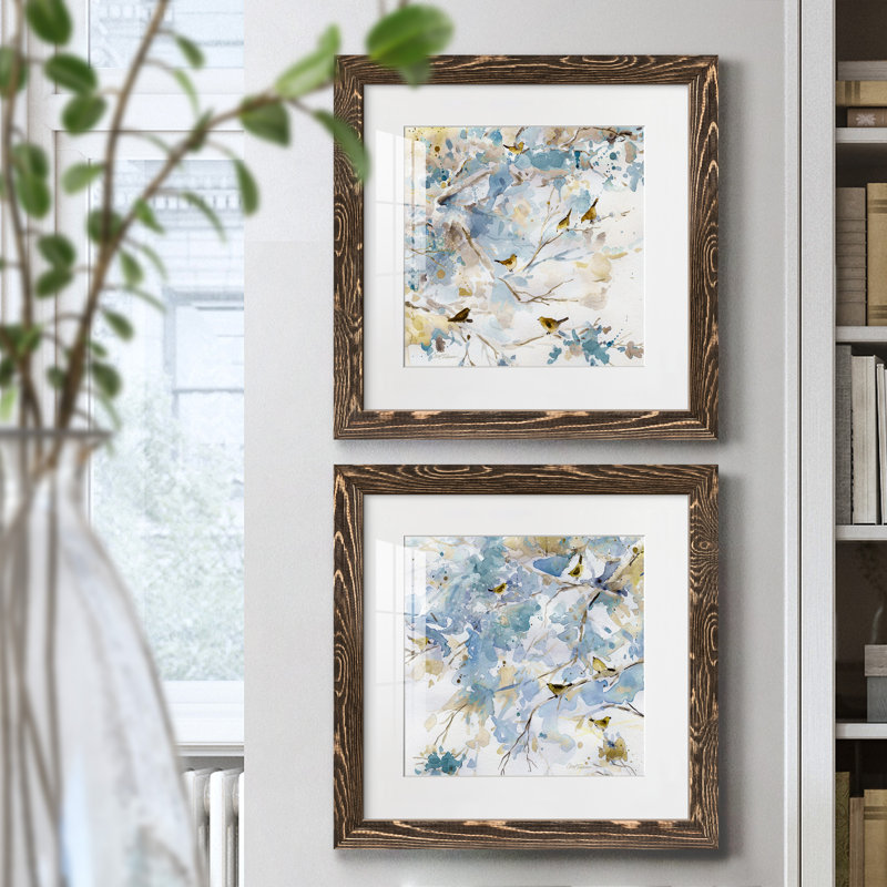 Topaz Spring I - ensemble de 2 peintures encadrées, Cadre en érable, H 17 po x l 34 po x P 1,5 po