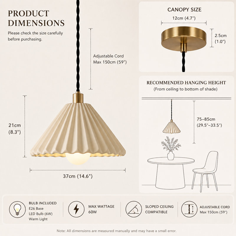 Luminaire suspendu conique en céramique