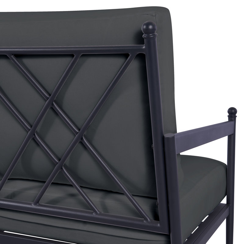 4-Person Steel Seating Group With Glass Table, Gray