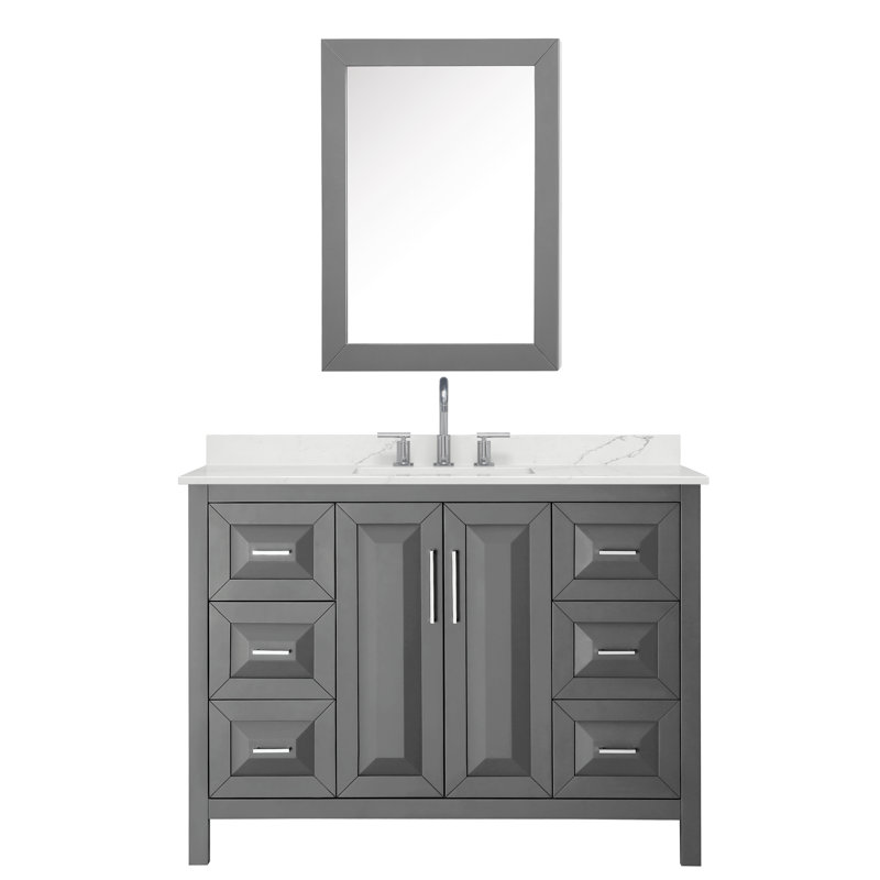 Daria 48'' W Vanity, Gray, Polished Chrome, Giotto Quartz