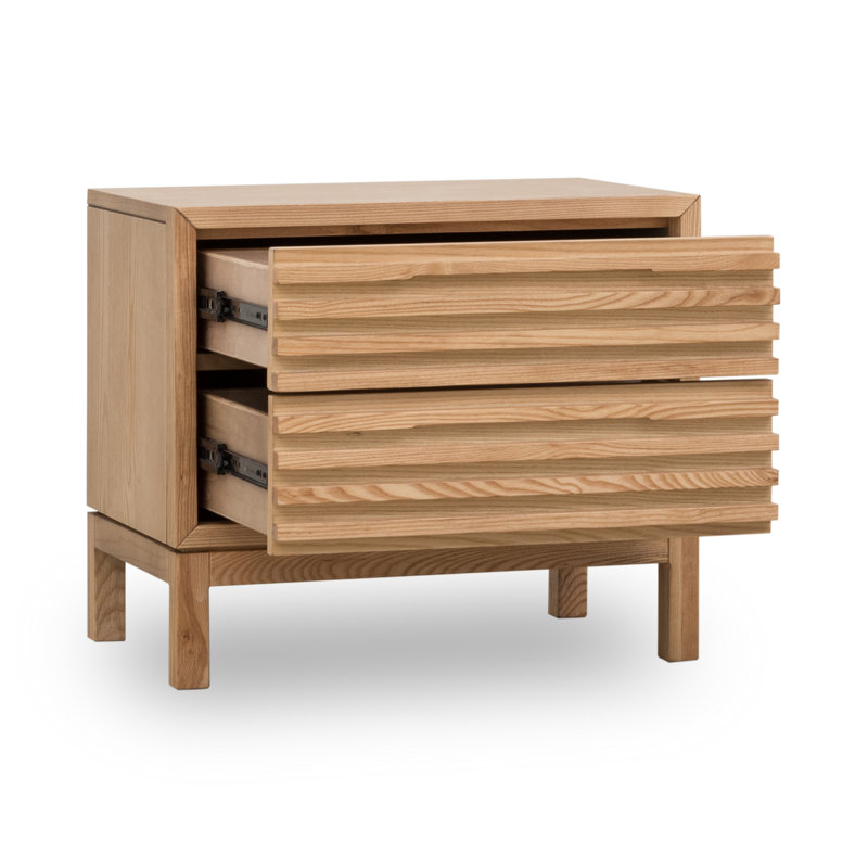 Graball 60.96cm W Solid Wood Bedside Table, Natural