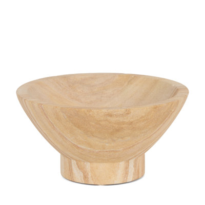 8" Beige Sandstone Round Pedestal Centerpiece Bowl