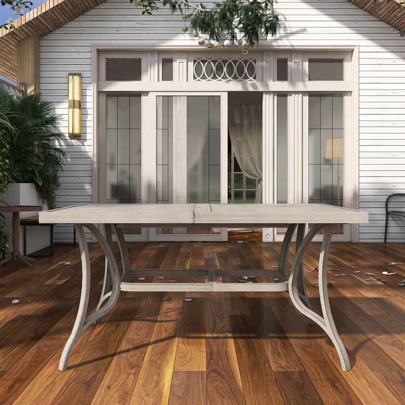 Table de salle à manger en aluminium avec trou pour parasol, Brun clair, L 59,89 po