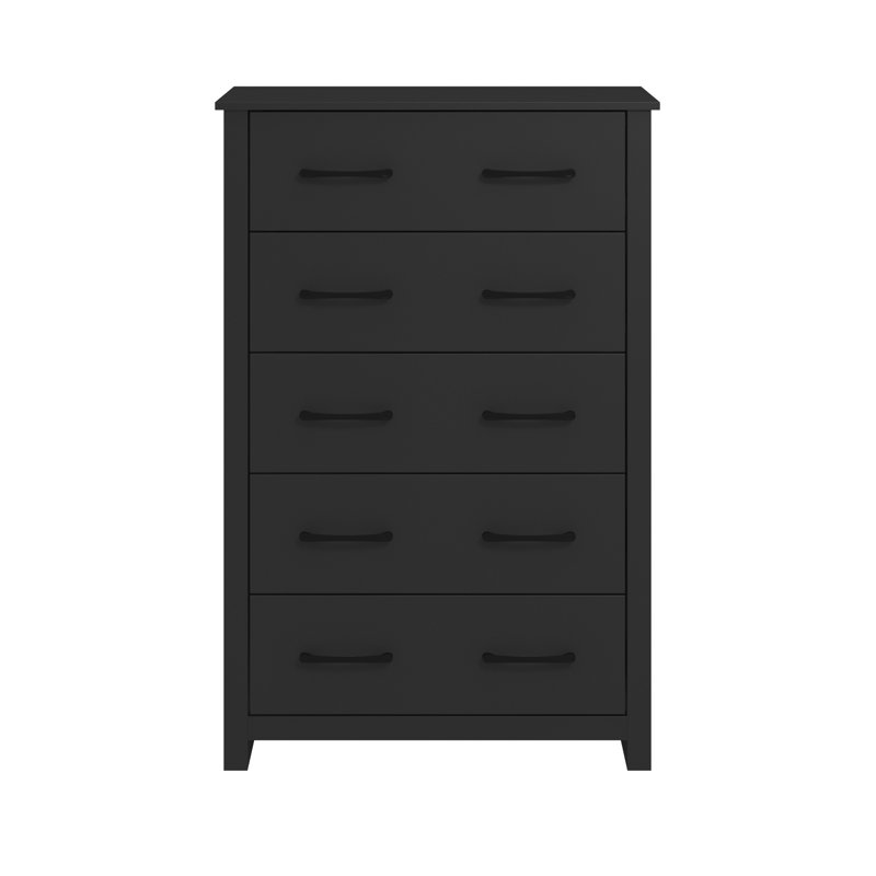 Walter 5 Drawer 46.7" H Dresser, Black