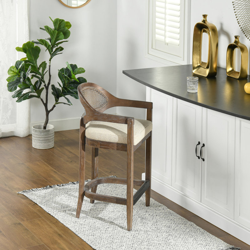 Tabouret de comptoir de style moderne Mid-Century Americana, Taupe, Brun