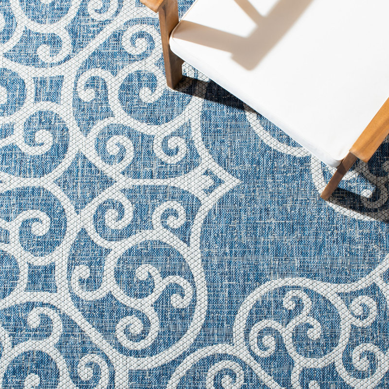 Tapis d'intérieur / extérieur à motif géométrique Dellen Performance, Carré 6 pi 7 po
