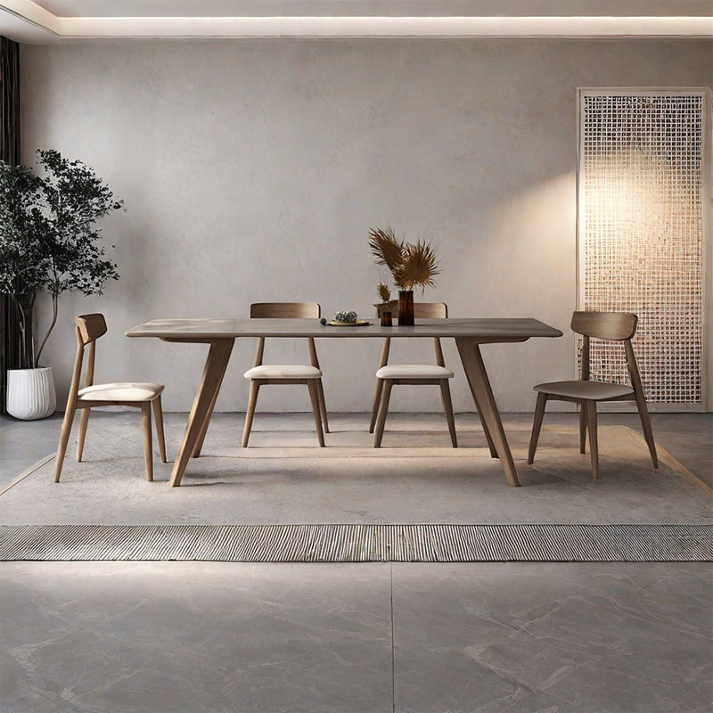 Nordic simple rectangular dining table set, 29.5"H x 55.1"L x 31.5"W