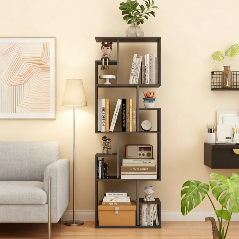 Bibliothèque à 4 niveaux Marian pour chambre à coucher, salon, (4 tablettes) H 68,5 po x l 23,62 po x P 9,45 po, Noir