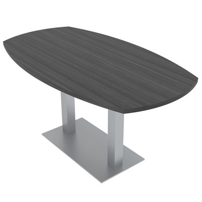 Arc Boat Shaped Conference Table with Double Base