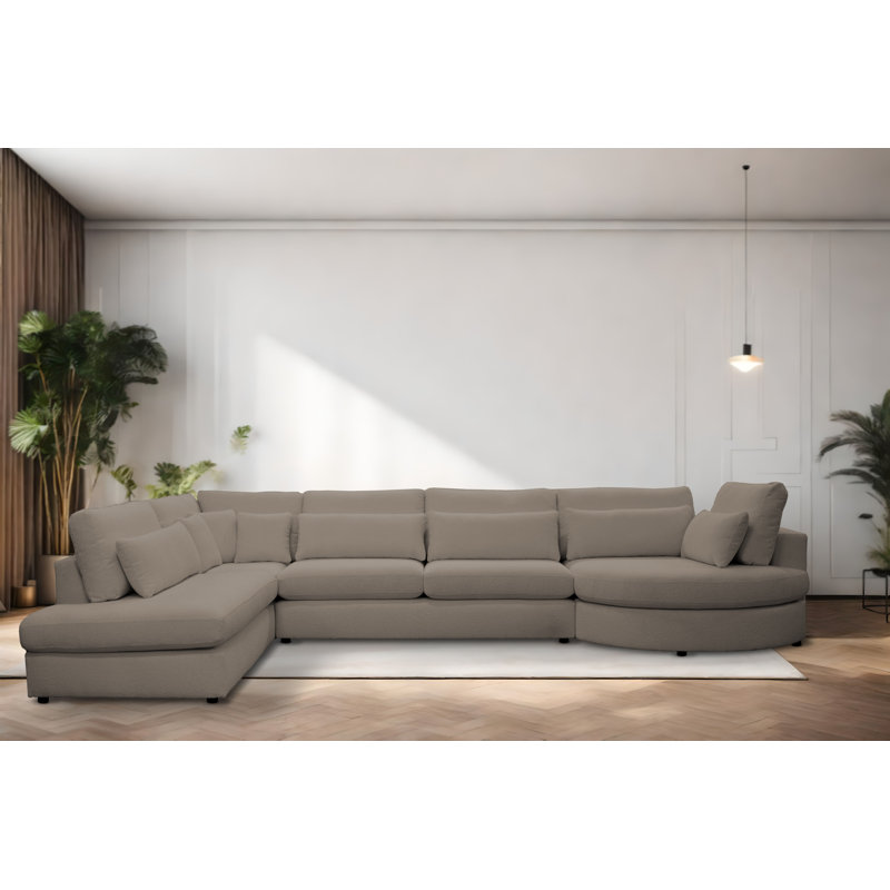 6 Seater Corner Sofa , Right Hand Facing, Brown