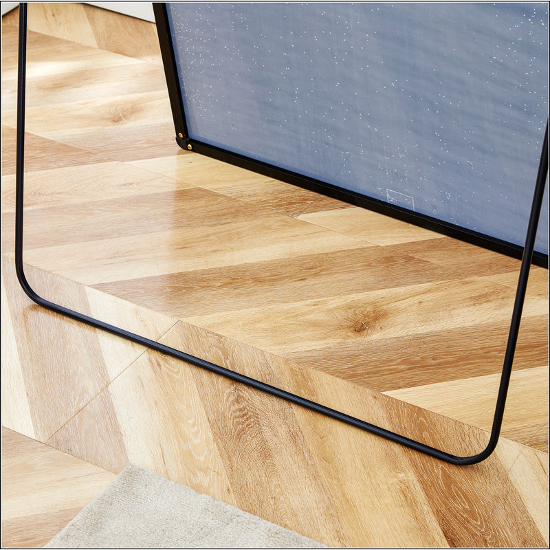Miroir de maquillage de salle de bain sur pied polyvalent avec support en métal, Noir