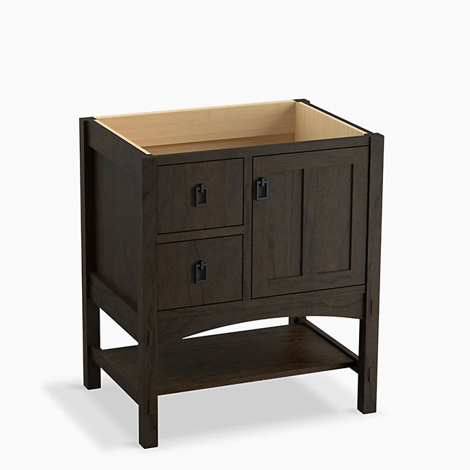 Base de meuble-lavabo 30" marabou avec 1 porte et 2 tiroirs à gauche, Gris feutré