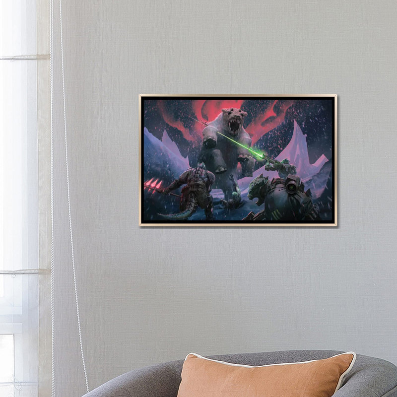 Veskarium Kothama Attack - reproduction d'art murale - toile encadrée, H 18 po x l 26 po, Champagne