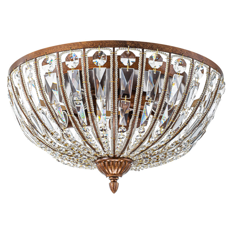 5-Light Antique Brass Crystal Flush Mount Ceiling Lightfor Entryway
