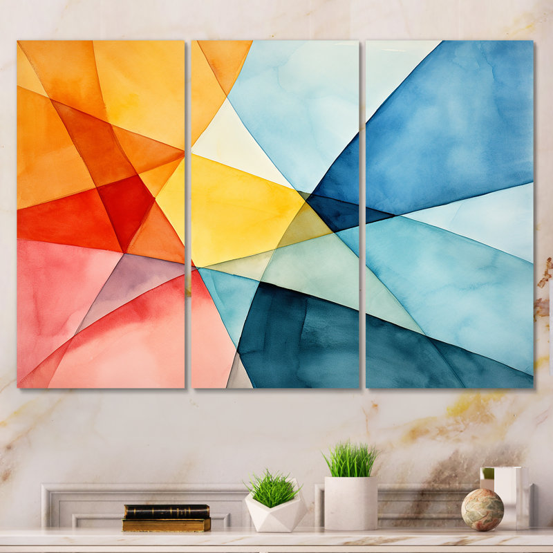 Couleurs pastel contrastant avec composition géométrique I - art mural géométrique, Toile tendue, H 28 po x l 36 po x P 1 po