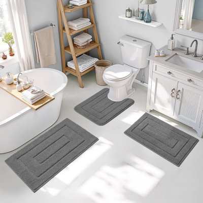 3-Piece Soft Barh Rug Set with Non-Slip Backing (Set of 3)