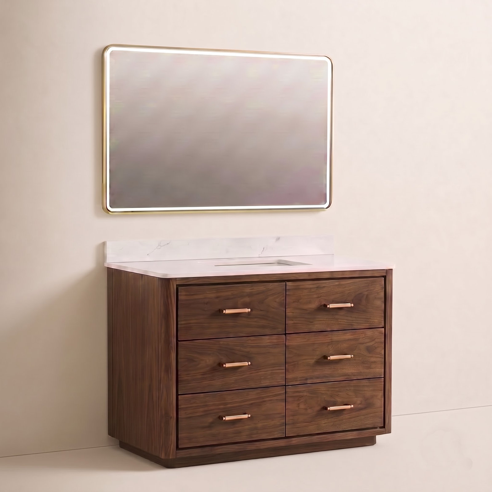 Porto 48 " Single Bathroom Vanity, Dark Brown, Gold