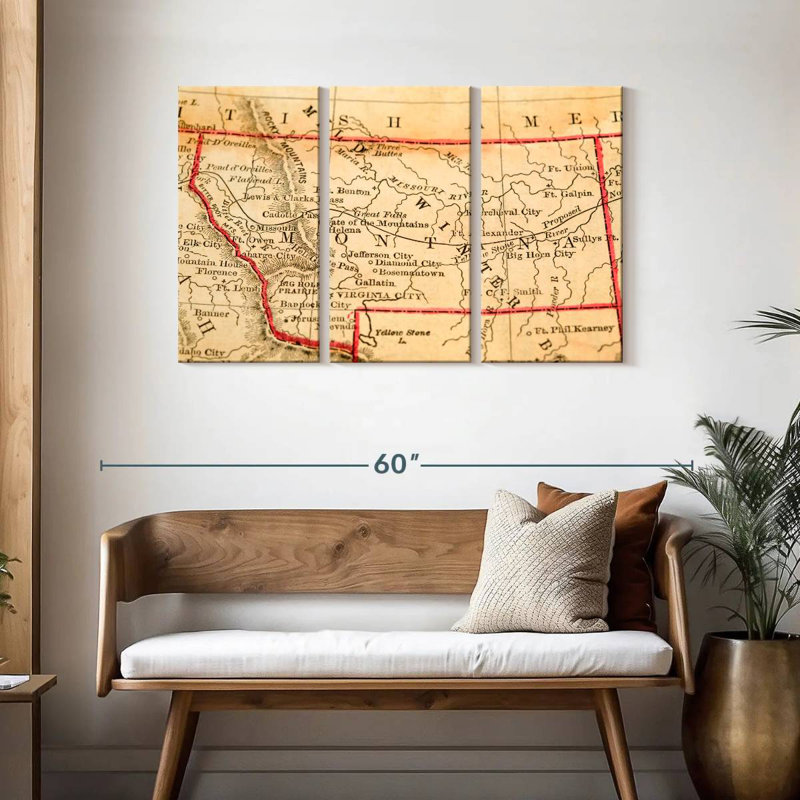 Vintage Montana Map, 28" H x 45" W