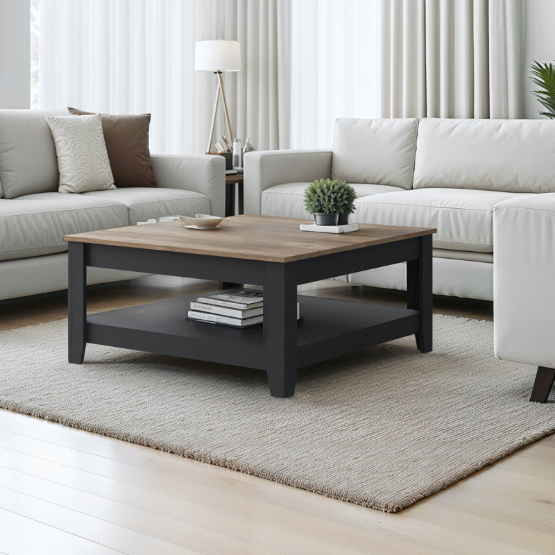 Table basse avec rangement Weddel Basilico, Noir / brun