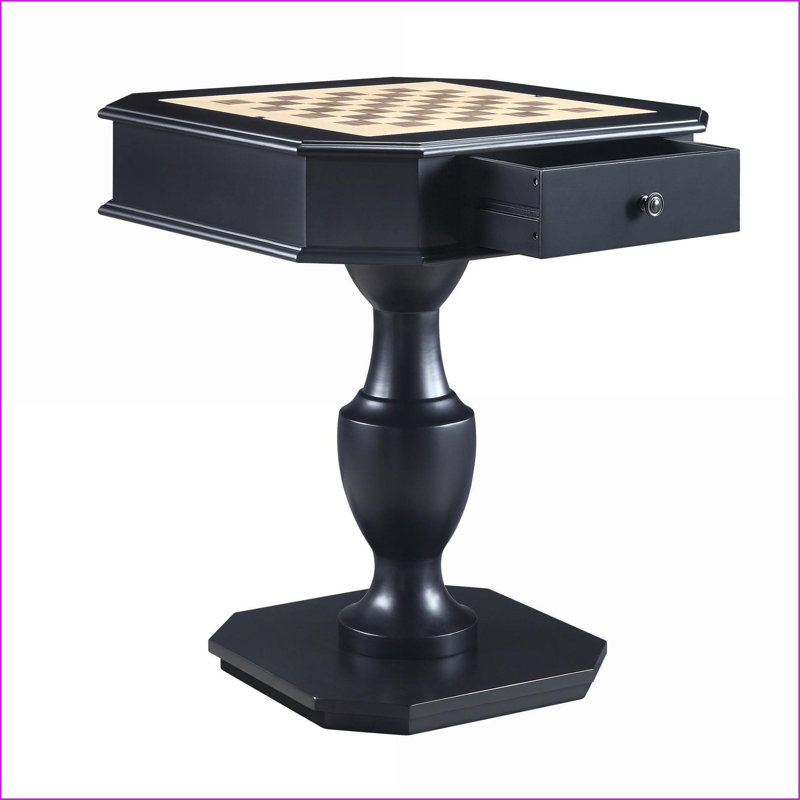 Table de jeu avec plateau réversible pour 3 jeux 2 tiroirs de rangement | Noir | Bois synthétique, Noir