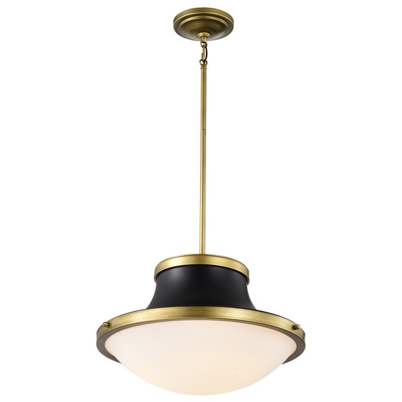 Vanek 1-Light Dimmable Steel Schoolhouse Pendant , Matte Black, 52.25" H x 18" W x 18" D