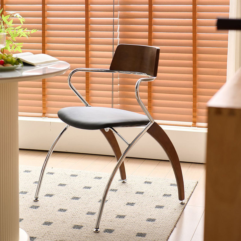 Chaise d'appoint à dossier bas en noyer noir (ensemble de 2), Walnut,Black