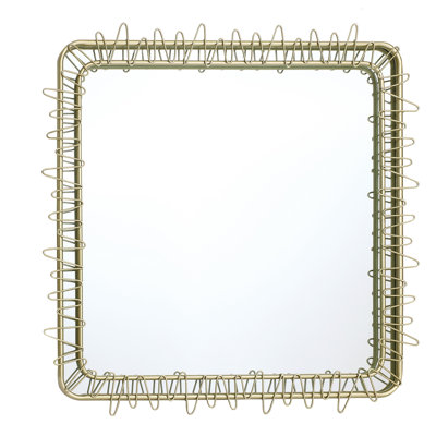 Rowel 30.2'' Square Gold Metal Frame Wall Mirror, Modern Decorative Accent Mirror