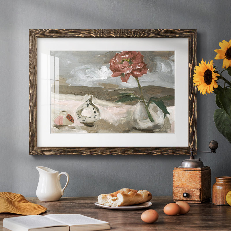 " Vase Of Pink Flowers IV ", Noyer, H 18 po x l 26 po x P 1,5 po