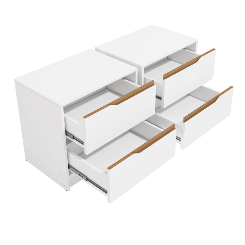 Ensemble de 2 tables de chevet modernes avec rangement Florida, l 21,1 po, Blanc