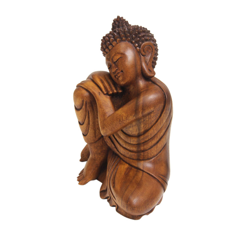 Relaxing Buddha Wood Figurine