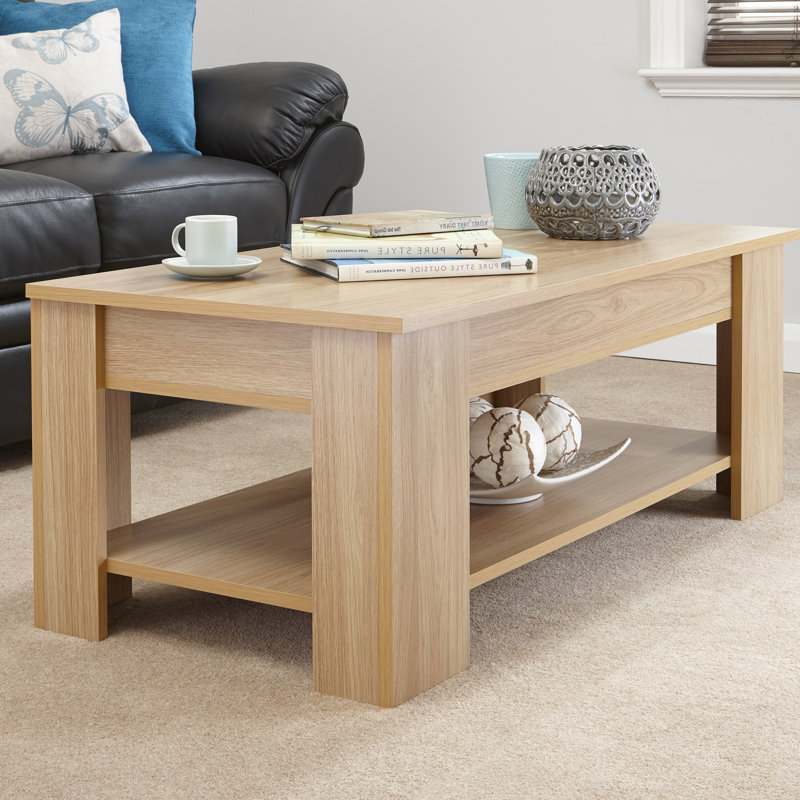 Adrianne Lift Top Extendable Coffee Table with Storage, Oak