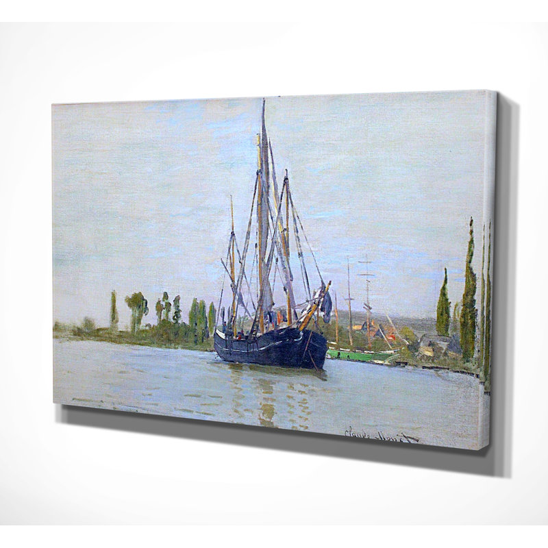 « the voilier bateau », impression, H 18 po x l 27 po x P 1,5 po, Pas de tapis, Toile tendue